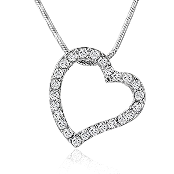 Swarovski Jewelry - SWAROVSKI® CRYSTAL OPEN HEART WHITE RHODIUM SILVER NECKLACE